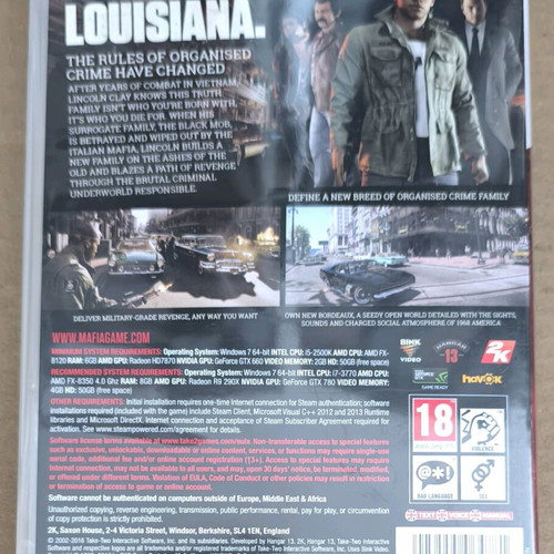 Mafia III PC DVD-ROM like new