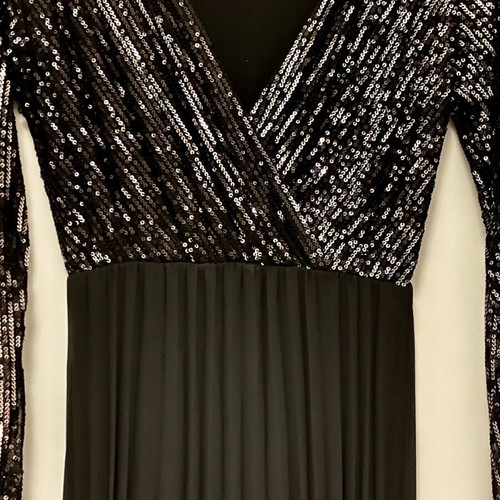 Fullah Sugah long sequin-pleated dress like new, black