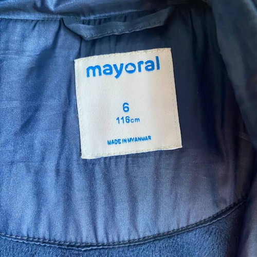 Mayoral kids padded coat 6 years 116cm blue winter with fur used