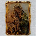  Πίνακας με ασημένια επιχρυσωμένη εικόνα, σφραγισμένη, ιταλικής κατασκευής.