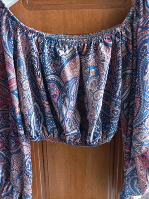 Women’s summer bustier blouse with paisley patterns blue, like new