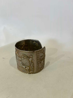 Vintage cuff bracelet with Minoan era design, 4.5 cm thick