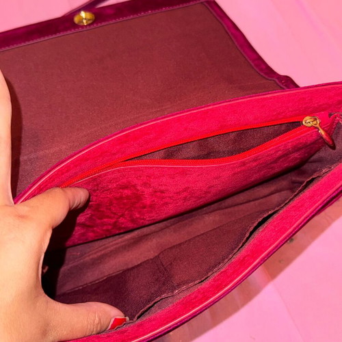 Paul's Boutique Crossbody Bag like new, suede, red and pink color-blocking