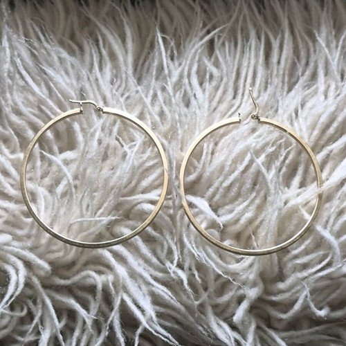 Italian 14K gold hoop earrings like new, 5.5 cm diameter