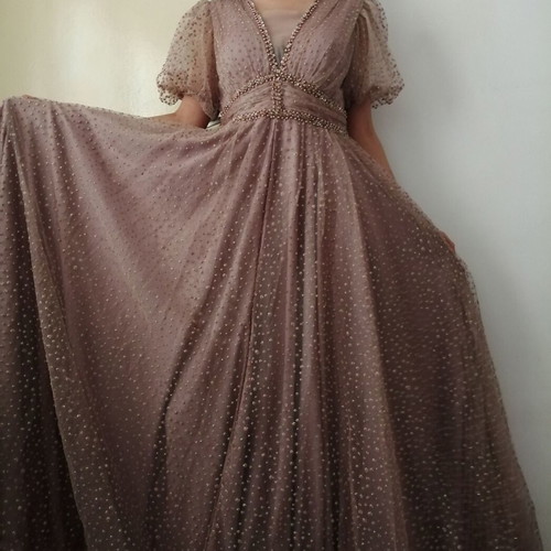 Jaluzzz Abiye long luxury formal pink evening dress size L