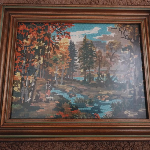Embroidery framed artwork used, size 55x45cm