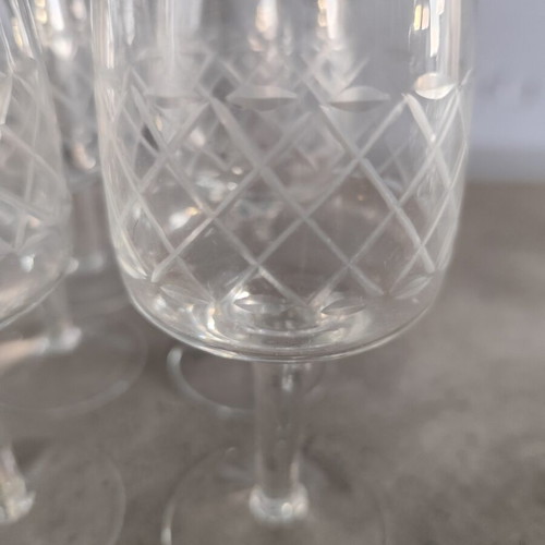 Vintage stemmed wine glasses, set of six