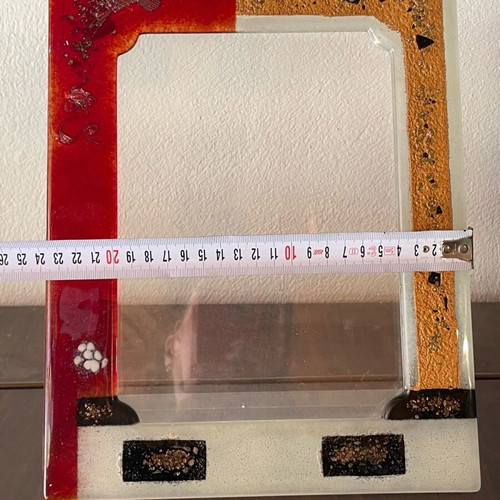 Glass photo frame colored with plexiglass used