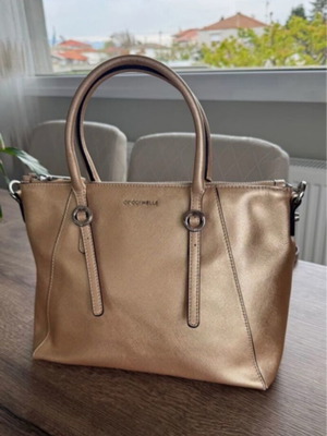Coccinelle Saffiano Shoulder Bag Metallic Gold New