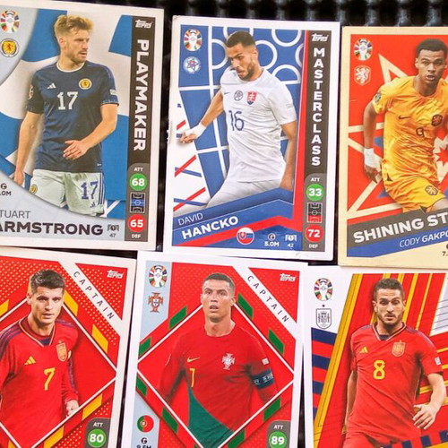 Match Attax Euro24 cards like new, 9 pieces with double Alvaro Morata