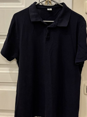 Unisex T-shirt with collar XXL blue used, cotton