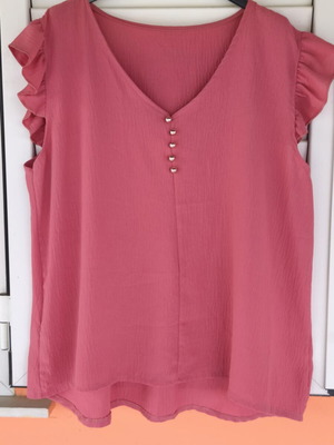 Sleeveless blouse with ruffles pink, like new, sizes M-XL