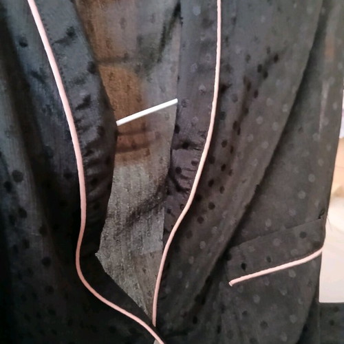 Long sleeveless black lingerie shirt with pink piping like new