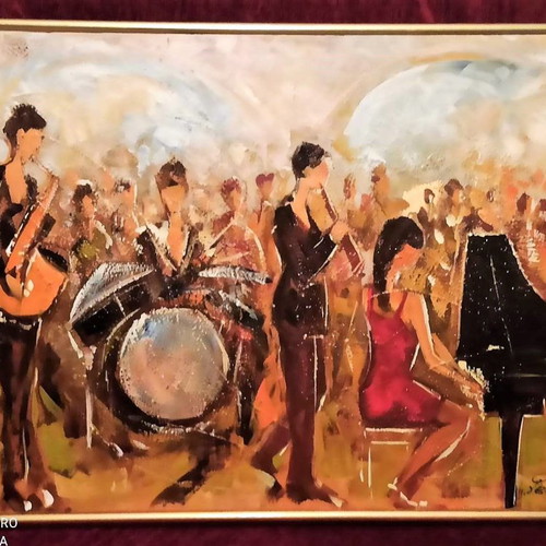 R. Retzas (Musicians) painting like new with frame