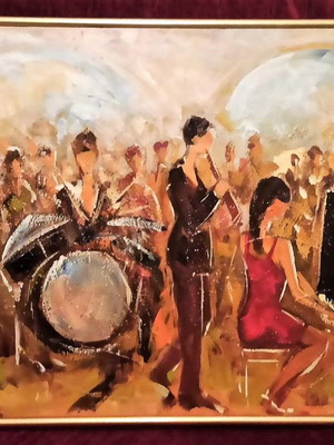 Ρ. Ρέτζας (Μουσικοί) πίνακας ζωγραφικής σαν καινούργιος με κορνίζα