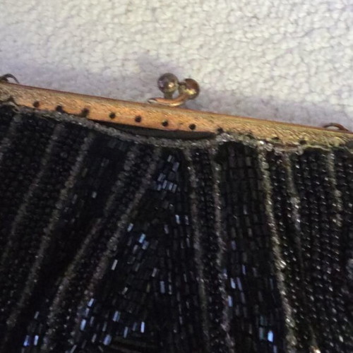 Antique ladies purse, little handbag, black and gold