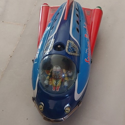Masdaya Sonicon Space Patrol Car vintage tinplate rocket used