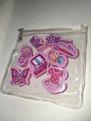 Set of 8 small erasers unused
