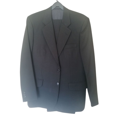 Handmade Wedding Suit like new, black, with extra trousers and silk scarf