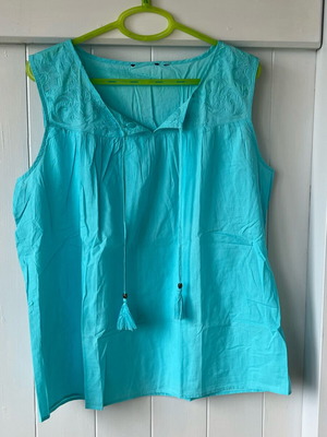 Boho shirt turquoise blue new, 100% cotton, size XL
