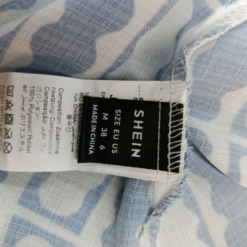 Summer sleeveless dress with back tie Shein new, white and blue, size M