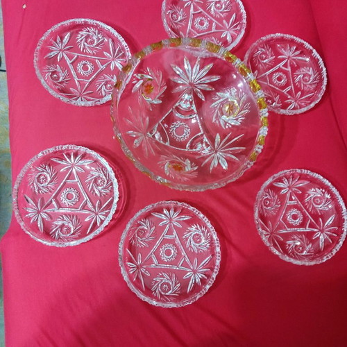 Walter glass crystal serving set used with small plates