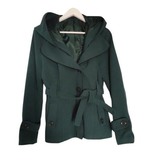 Cypress Green Coat with Detachable Hood and Belt used