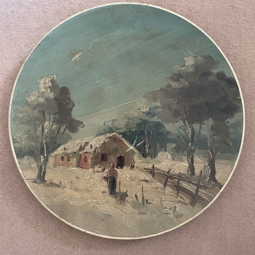Handpainted ceramic plate, foreign artist, diameter approx. 40 cm