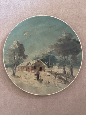 Handpainted ceramic plate, foreign artist, diameter approx. 40 cm