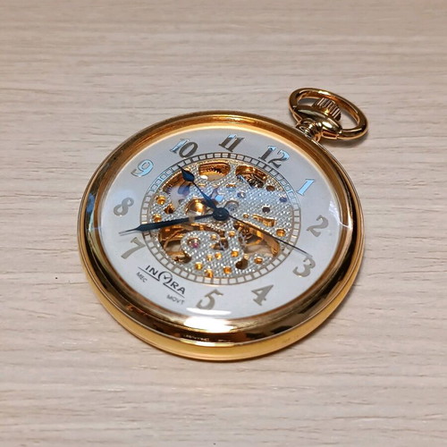 Inora pocket watch manual wind like new with chain