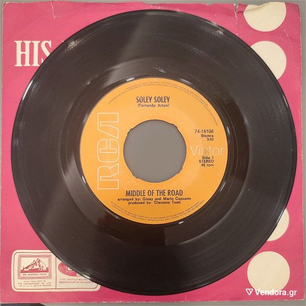  45rpm diskos viniliou Middle Of The Road (Soley Soley & To Remind Me)