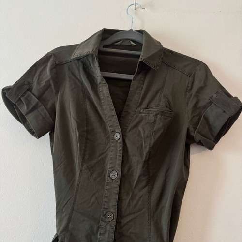 Y2K khaki utility shirt dress Promod like new