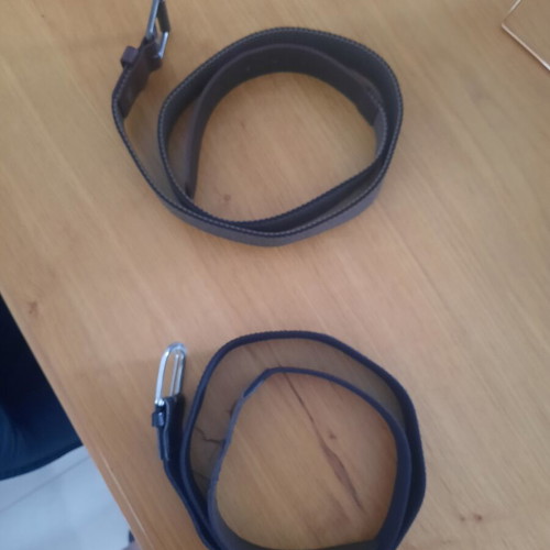 Elastic belts used, blue and brown, sizes 120cm and 105cm