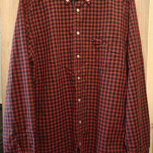 Tommy Hilfiger Cotton Checked Shirt used, red, size L