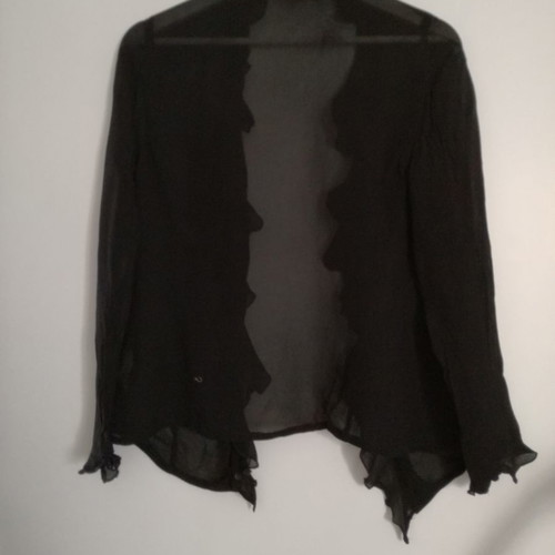 Zara sheer shirt used, medium size, black with ruffles
