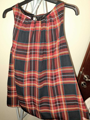 Αμανική γυναικεία μπλούζα καρό μεταχειρισμένη Lynne με φιόγκο στην πλάτη