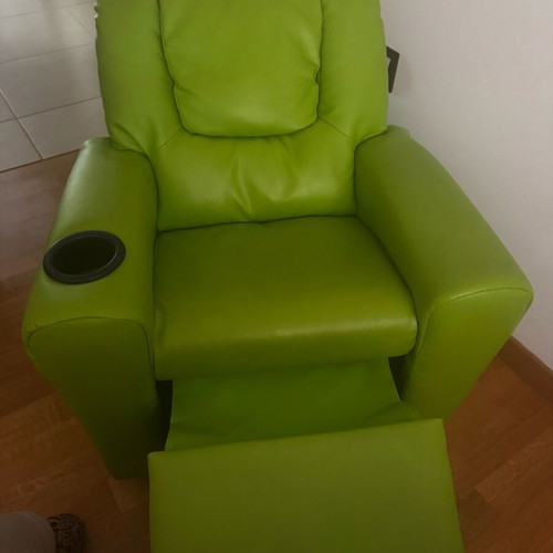 Kids Recliner with Green Vinyl Upholstery like new