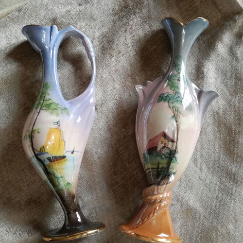 Sesto Fiamma hand painted vases like new, set of 2