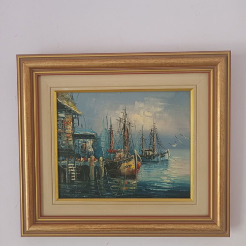 Seascape painting used, framed 42x37 cm