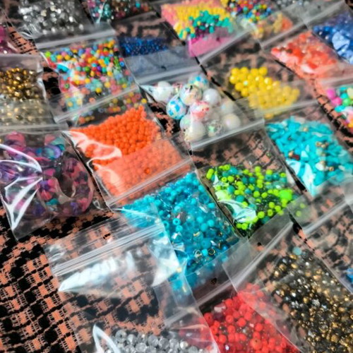 Beads used, various sizes in bags