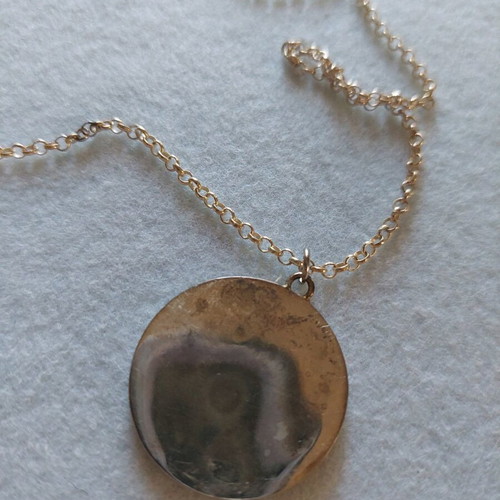 Silver pendant with 925 chain, handmade with liquid glass technique
