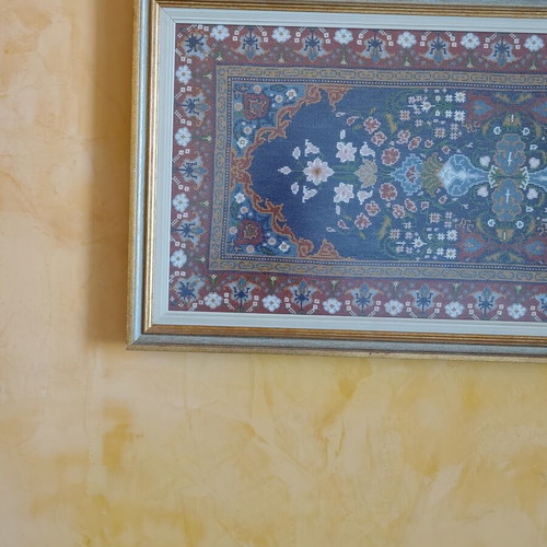Handmade framed embroidery 43x87 cm used