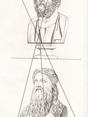 1820 woodcut used, bust of Homer and Dionysus