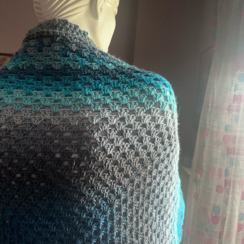 Handmade crochet bolero cardigan made to order, gray and blue