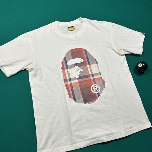 Bape x Burberry Tee used, size M-L, white and beige