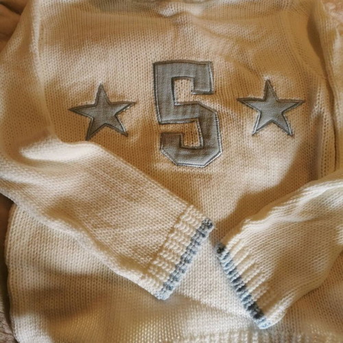 Pullover with Number White Color New, Size M