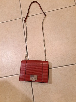 Stradivarius crossbody bag used, black and red