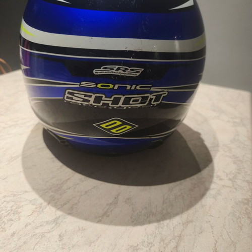 Motocross helmet Shot used, blue with yellow details, size Small