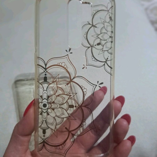Transparent case for Redmi Note 8 Pro with pink-gold flowers like new