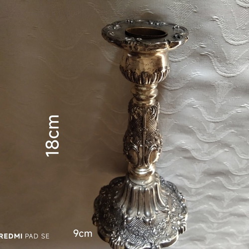 Silver-plated candlestick used, 18 cm height
